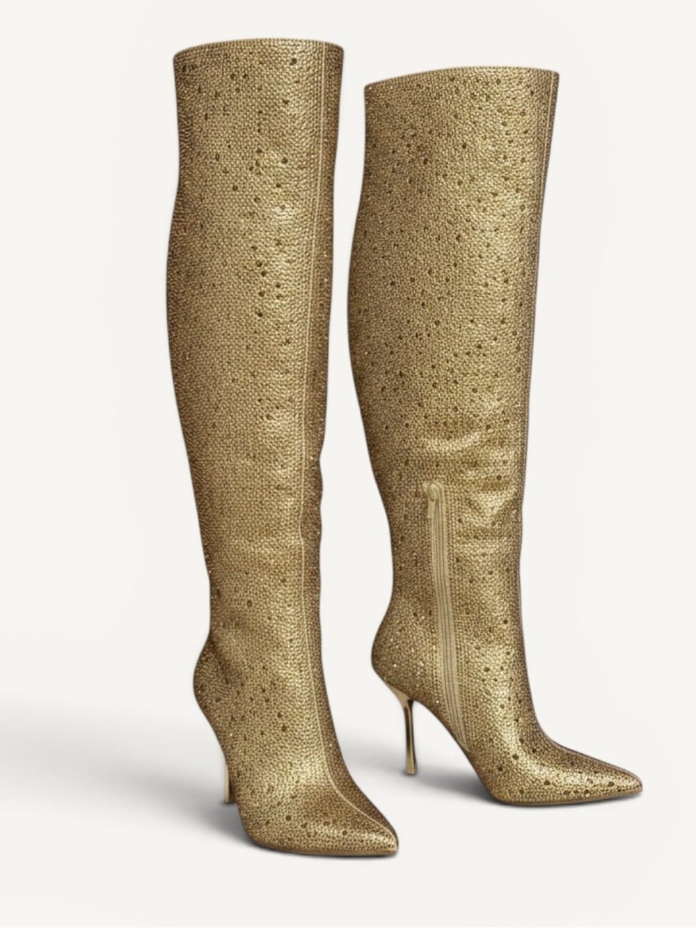 INC Saveria International Concepts Metallic Gold Over-the-Knee Stiletto Boots